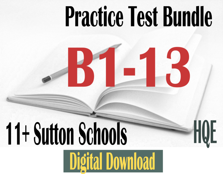 Test Paper Sutton 11+ Bundle (B1-13) Practice Papers